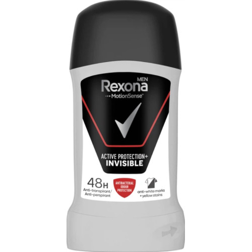 Антиперспирант-стик мужской Rexona MEN Активная защита Невидимый на черном и белом, 50 мл
